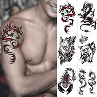 wolf personality waterproof temporary tato sticker dragon totem scorpion body art flash transfer fake tattoo men women tattoos
