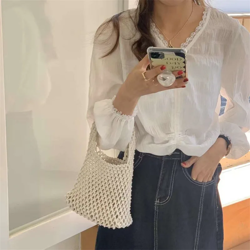 Women's Bag 2022 Bucket Bag Mesh Handheld BAG WRIST Hollow Mesh Handheld Bag Women's Bag