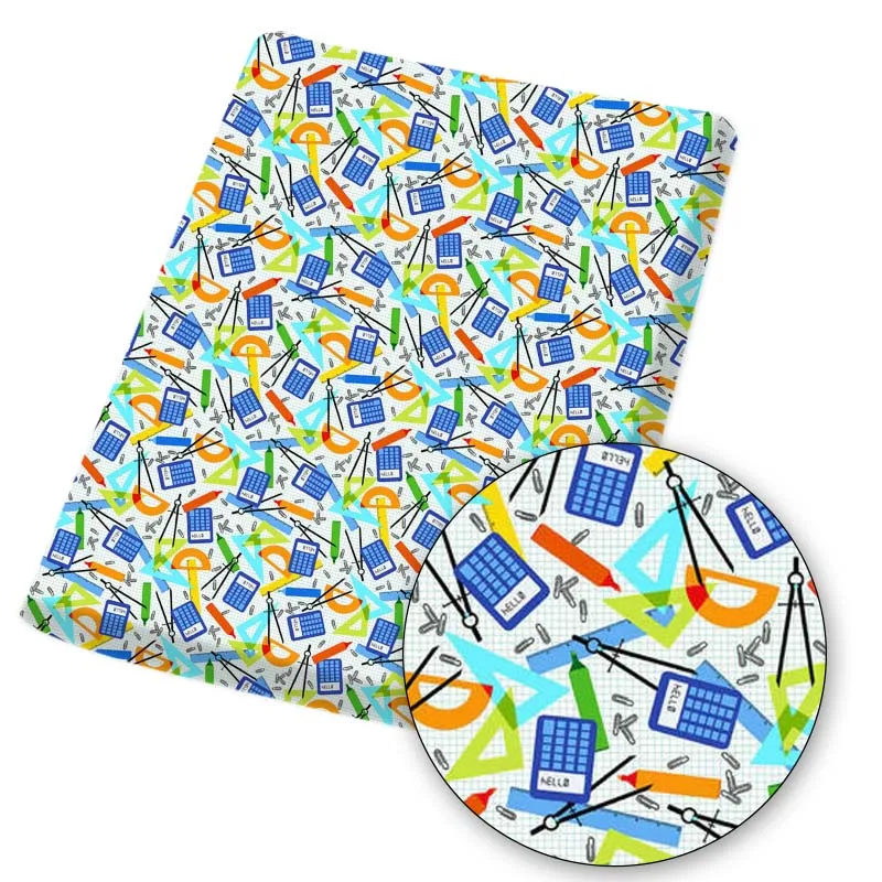 

Polyester Cotton Fabric Sheet Back To School Cloth Fabrics Teaching Supplies Printed For DIY Handbag Sewing Materials 45*145cm