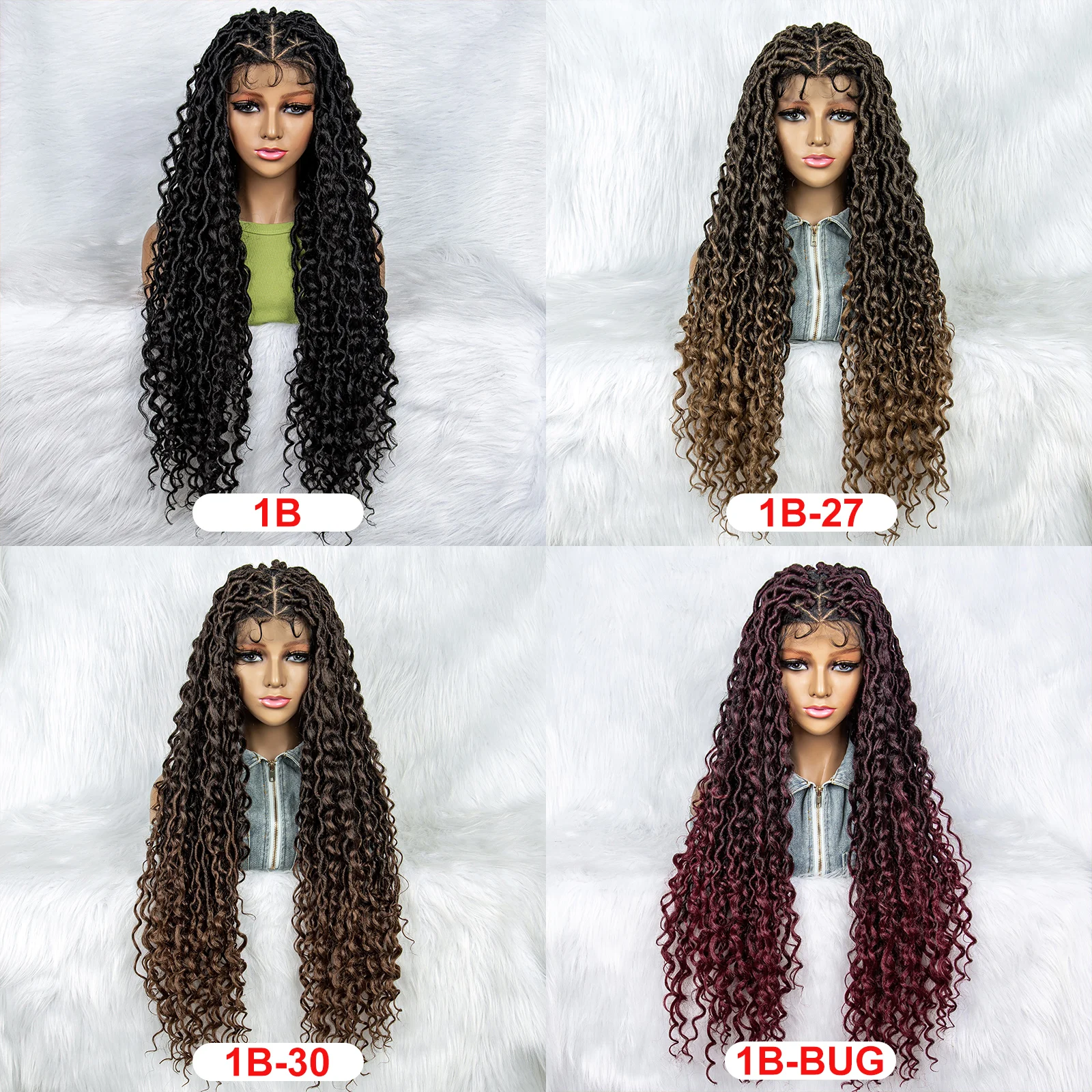 Synthetic Full Lace Wig Braided Wigs For Black Women Knotless Box Wig Braid Braiding Hair Water Wave Wavy Braids Wigs images - 6