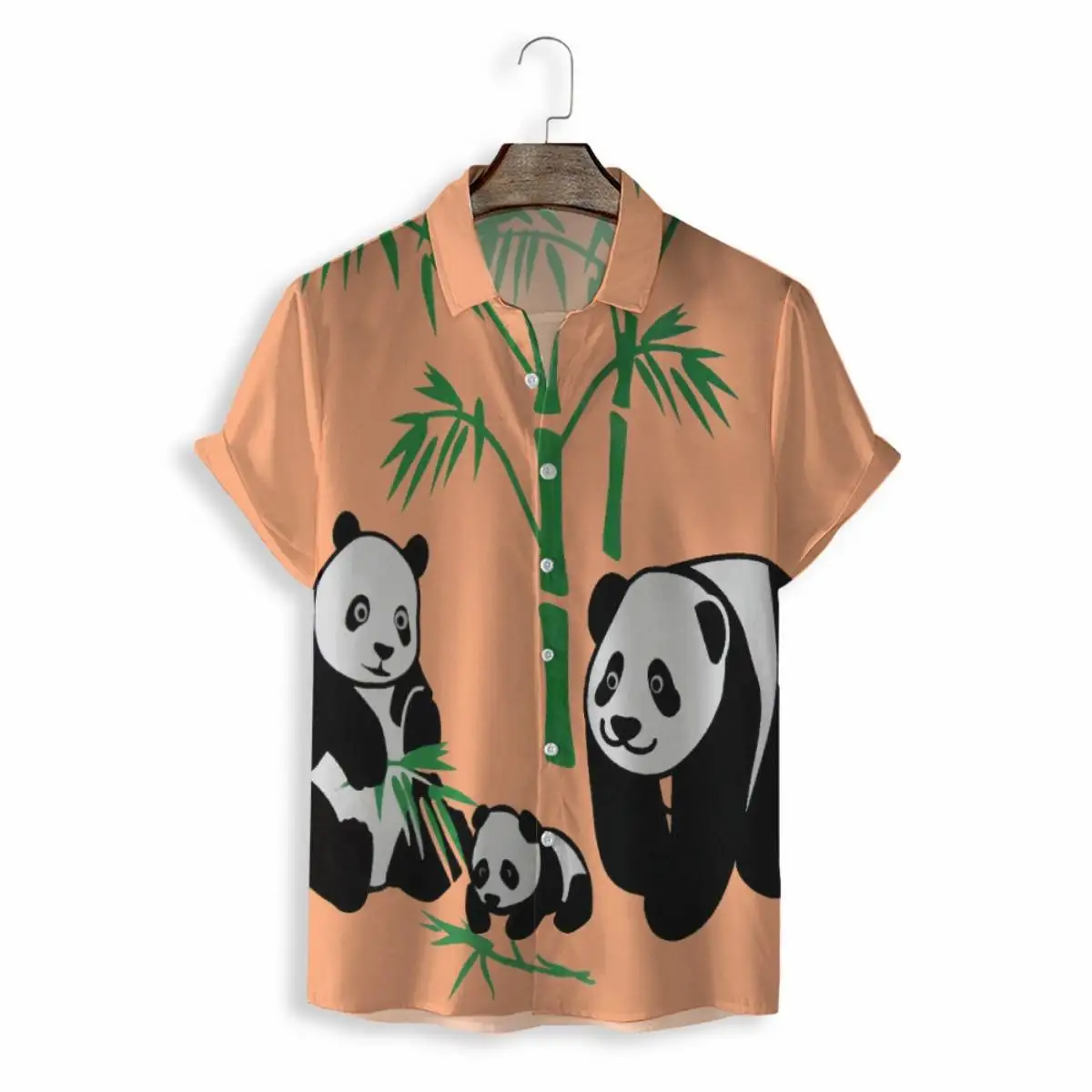 

2022 Men's New Summer 3D Digital Printing Panda Casual Loose Short Sleeves Shirt