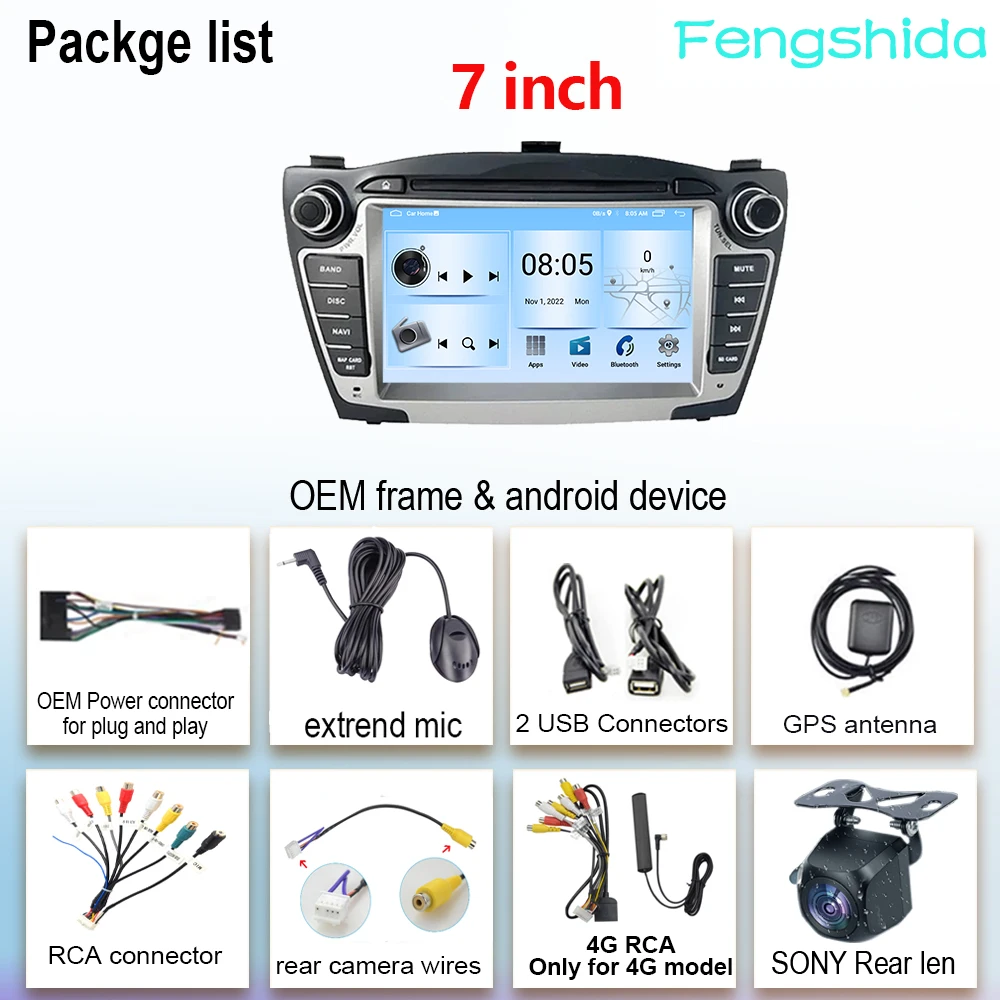 Автомагнитола Carplay 7 дюймов Android для Hyundai Tucson IX35 2009-2015 мультимедийный