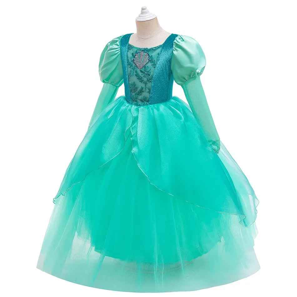 Kids Ariel Mermaid Dress Little Girls Fall Embroidery Ball Gown Children Princess Pageant Luxury Clothes Christmas Fancy Costume