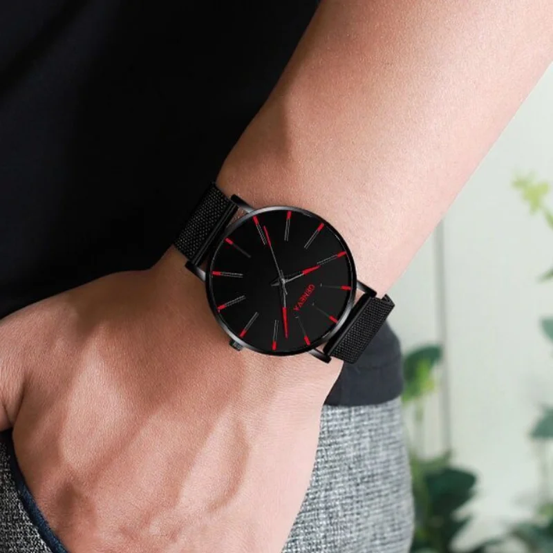 

New Fashion Couple Men Simple Business Mesh Band Quartz Fashion Watches Personalized British Casual Alloy New Wave Watches