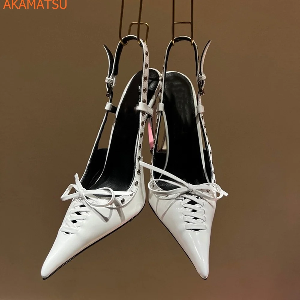 

Женские туфли-лодочки с острым носком и перекрестной шнуровкой, однотонные туфли на шпильке, ремешок с ремешком на пятке и пряжкой, Новое поступление 2023, модная сексуальная женская обувь