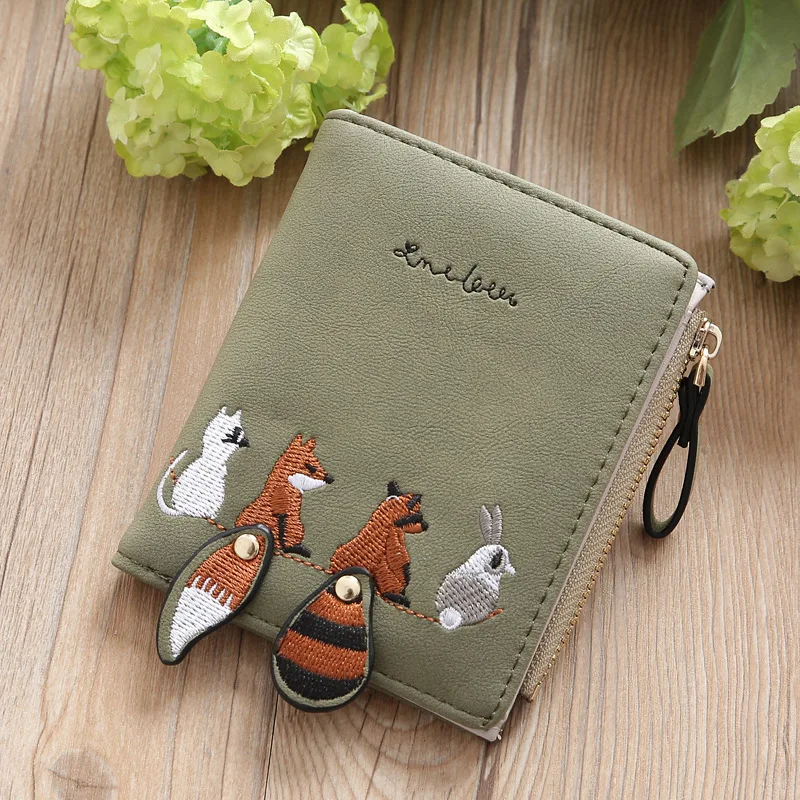 

New Female Short Student Wallet Korean Version Cute Small Fresh Folding Mini Trendy Personality Coin Purse