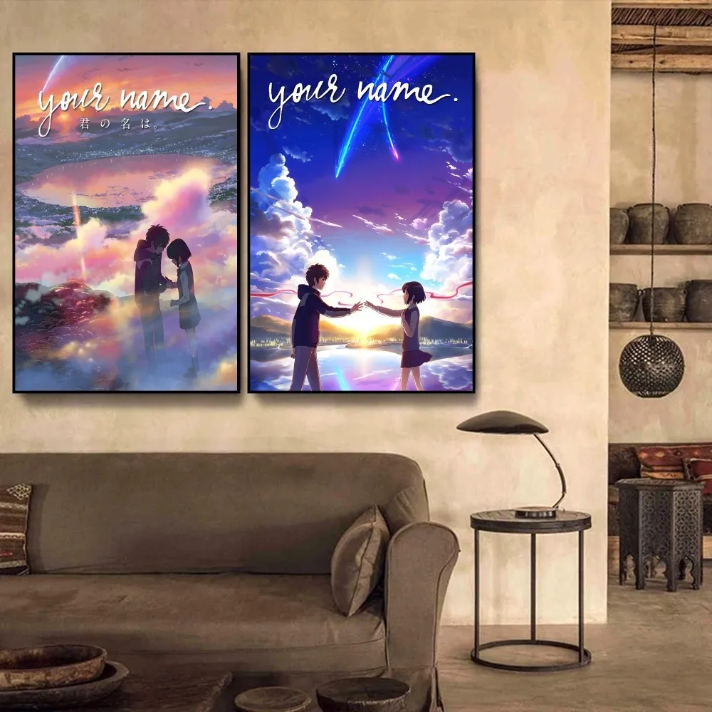 

Anime Movie Prints Your Name Poster Self-adhesive Art Poster Retro Kraft Paper Sticker DIY Bar Cafe Vintage Decorative Painting