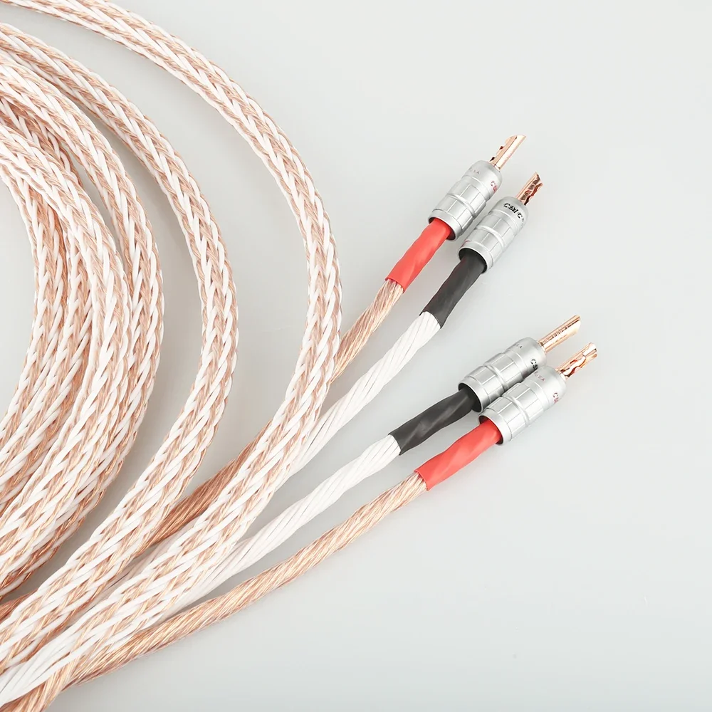 Пара 12TC HiFi акустических кабелей с 2 типами банан на банан/спилот лопаток