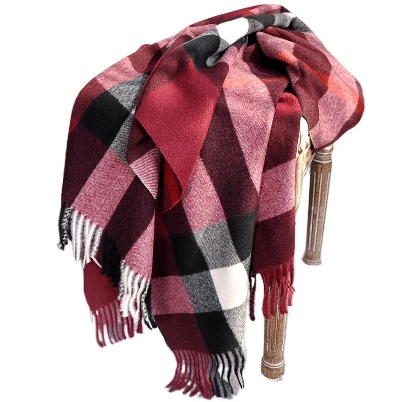 2021 Pamwallymensa Women's Scarf Winter Luxury Brand Tippet Scarves for Ladies  Plaid Shawls Warm British Style Thicken Man