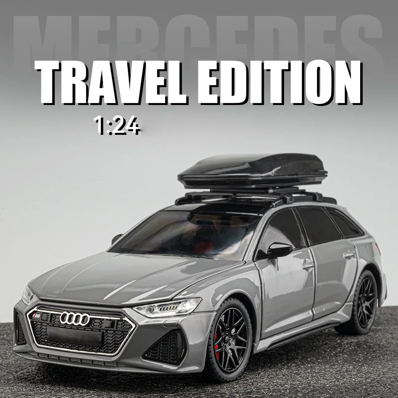 

1:24 Scale Audis RS6 Sport Travel Diecast Car Metal Model With Light And Sound Vehicle Alloy Toy Collection For Boys Gift