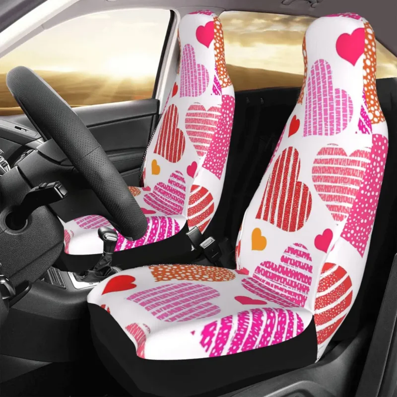 

Hearts Seamless Pattern Car Seat Cover Custom Printing Universal Front Protector Accessories Cushion Set
