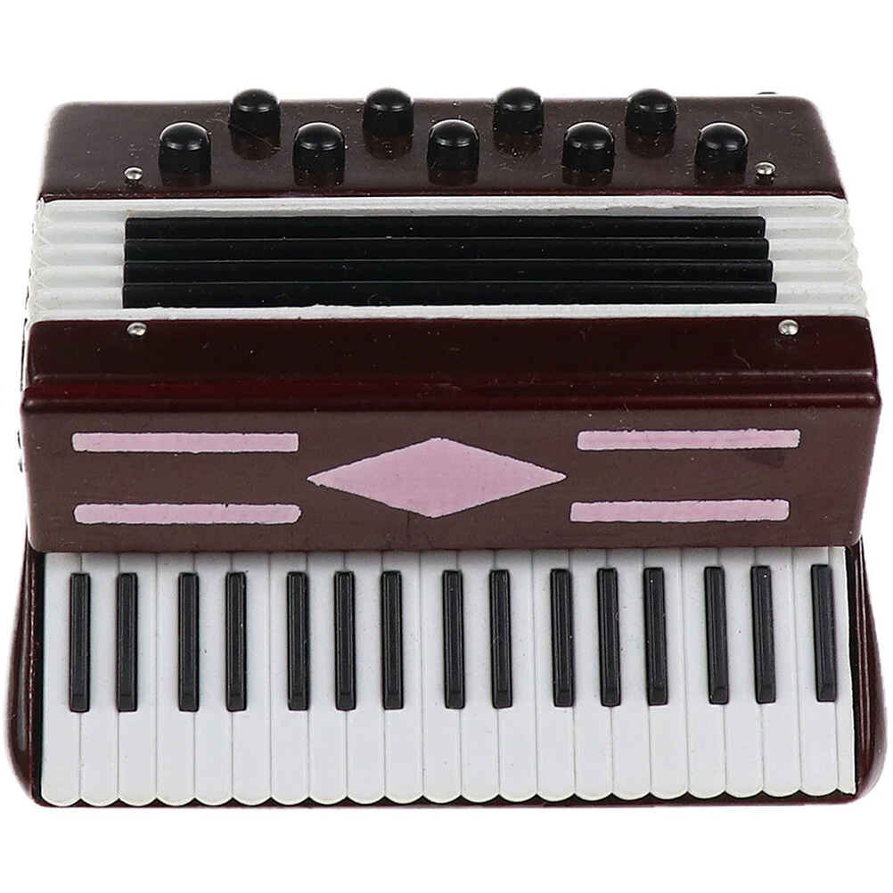 

Dollhouse Accordion Mini Decor Musical Instrument Toy Microphone Small Decorative Children Basswood Micro-landscape