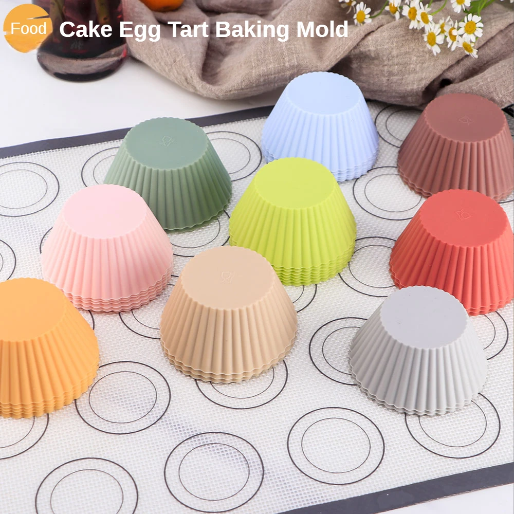 

10PCS BakeBaking Mini Muffin Pan, Reusable Silicone Cupcake Molds - Small Baking Cups Truffle Cake Pan Set Nonstick In 14 Colors