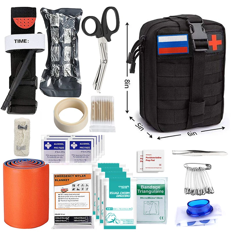 

Emergency Survival tourniquet bag First Aid Kit with Russian flag bandage Military Tactical EMT Bag Camping Gear For Trauma
