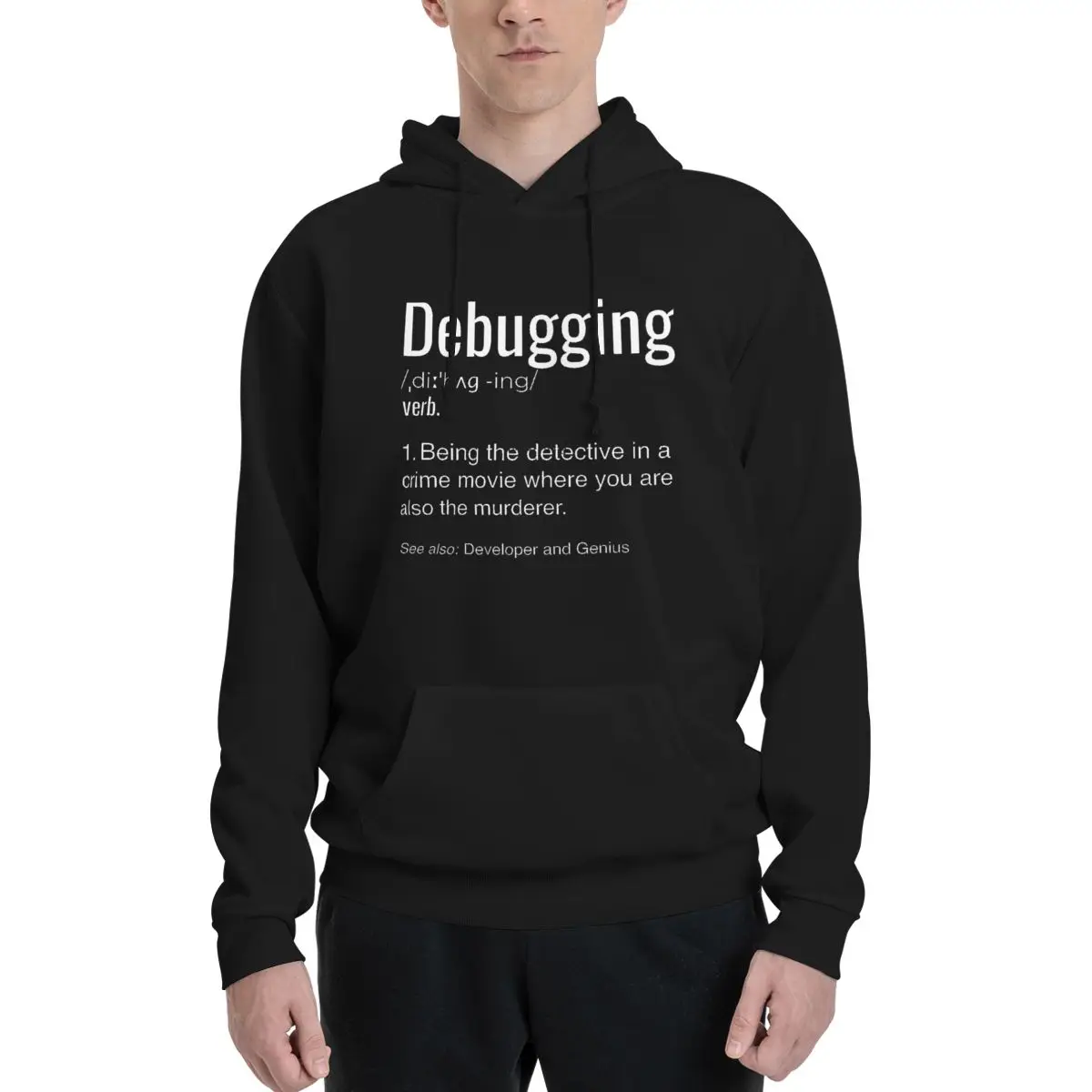 

Couples Plus Velvet Hooded Sweater Debugging Definition Programmer Coding 13 Funny cute Hooded rope pullover High grade Fitness