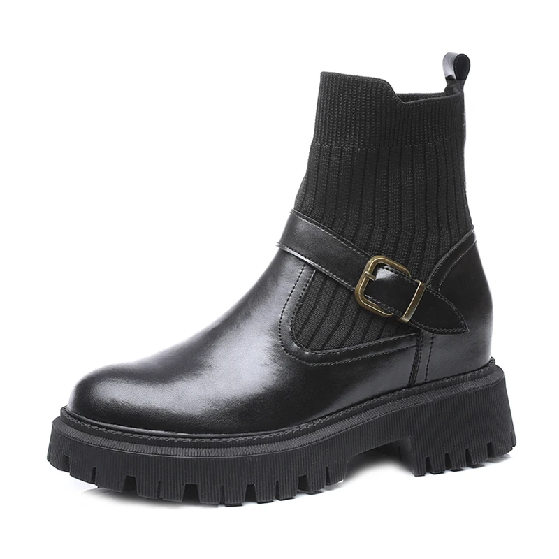 

Designer Tabi Shoes Platforms Ankle Boots Female High Heels Women's Shoes Trend 2022 Short Leather Socks Booties Free Shipping