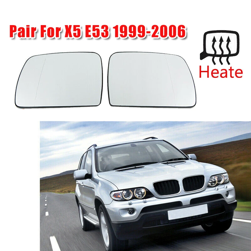 

Left+Right Side Wing Mirror Rearview Mirror Glass Heated For-BMW X5 E53 1999-2006 LH/RH 51167039598 51167039597