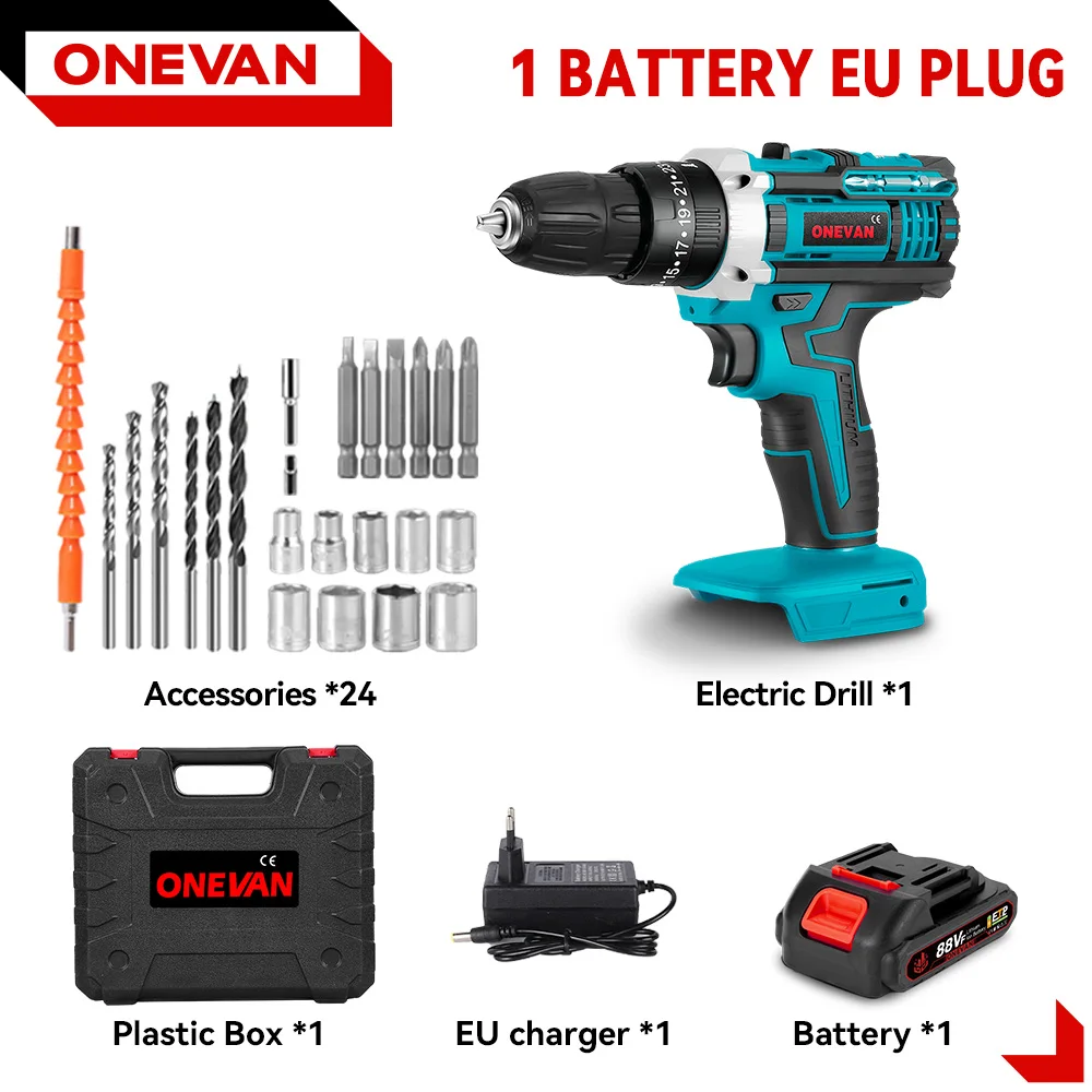 

ONEVAN 25+3 Torque аккумуляторная ударная дрель для Makita 18 В