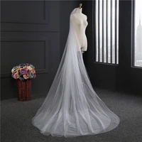 simple voile mariage 3m two layer white ivory cathedral wedding veil long bridal veil cheap wedding accessories