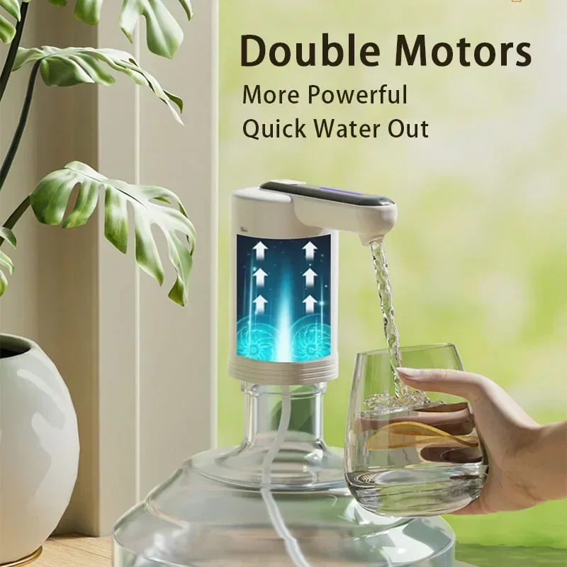 Double Pumps Powerful Automatic Water Dispenser Portable Gallon Bottle Switch Pump USB Charging for Home Kitchen Office |