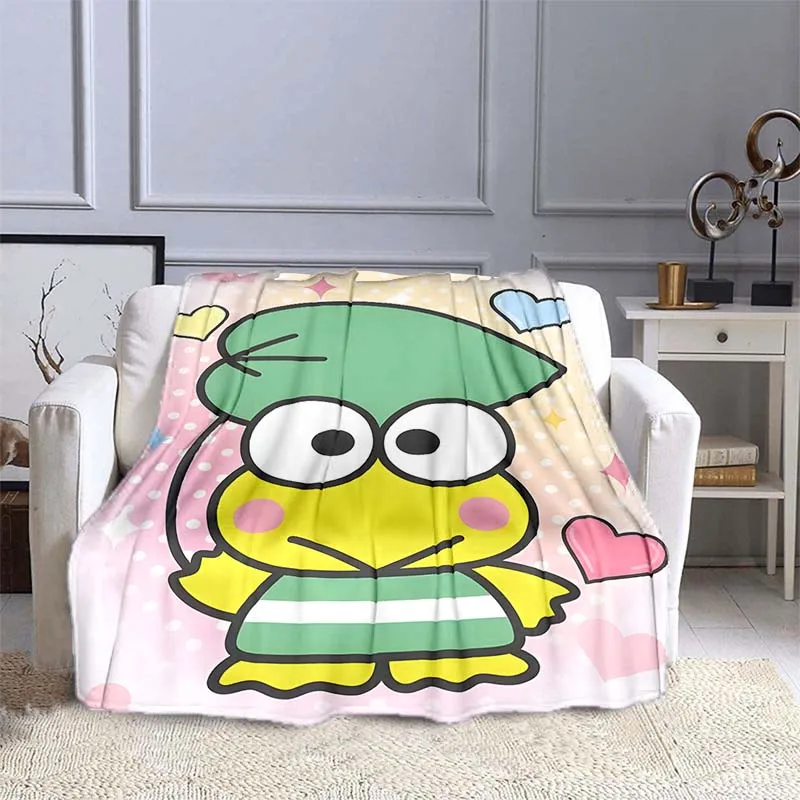 Мультяшное одеяло Sanrio Keroppi с узором теплое мягкое пушистое покрывало для дивана и