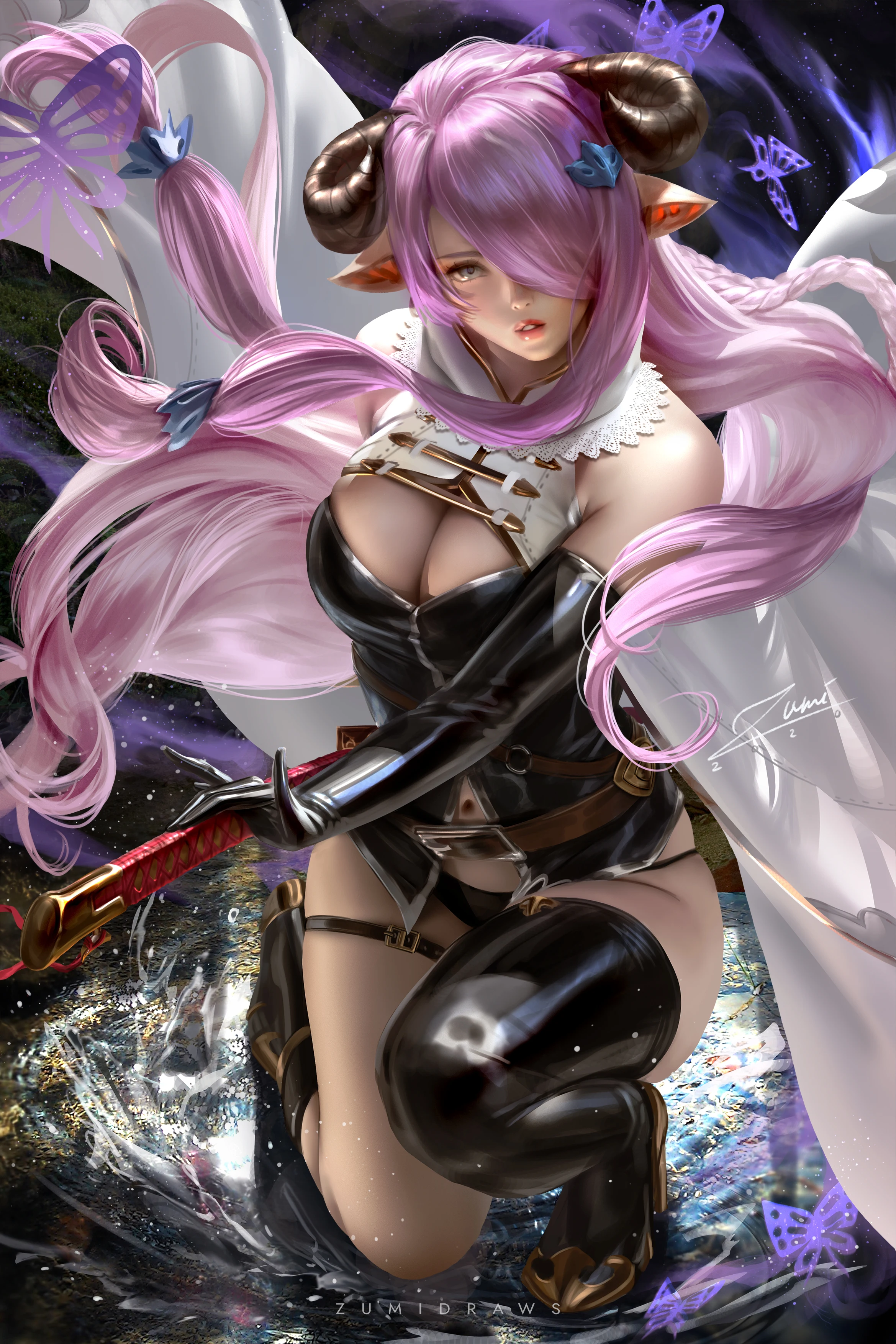 Игра Grandblue Fantasy Narmaya Кожаный наряд Hottie Аниме Сексуальная обнаженная девушка с