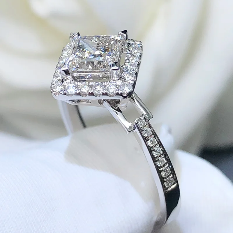

Newly Designed Square Shaped CZ Rings Modern Women's Finger Accessories High-quality Silver Color Wedding Bands Jewelry