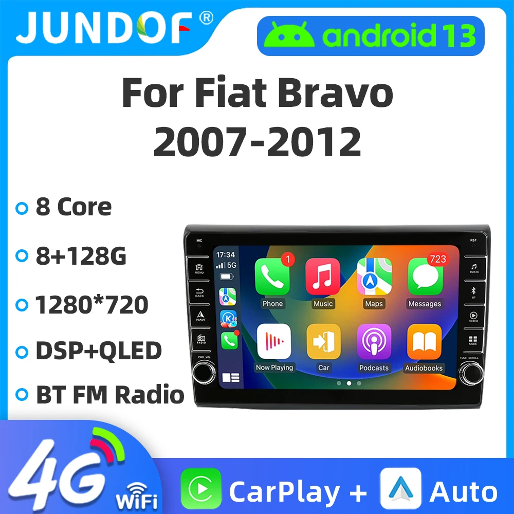 Автомагнитола для Fiat Bravo 2007-2012 Android 13 мультимедийный видеоплеер 2 Din GPS-навигация