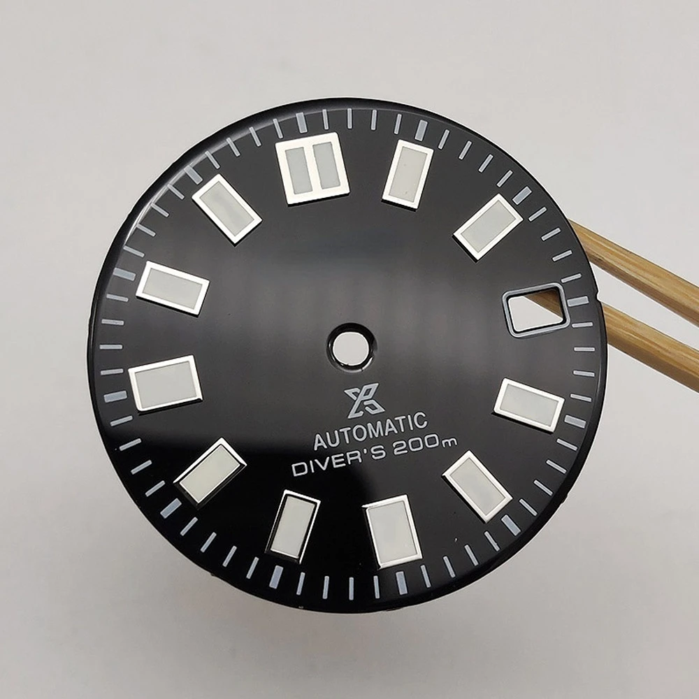 S 28.5mm Watch Dial Refitted Diving Machine Dial Green Luminous Suitable for Assembling Japan NH35 NH36 Automatic Movement