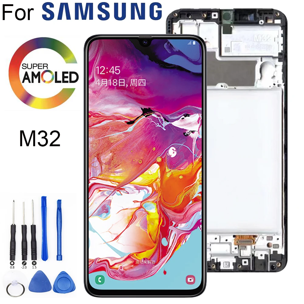 

6.4" New Original AMOLED For Samsung Galaxy M32 M325F M325F/DS M325 LCD Display Touch Screen Digitizer Assembly Replacement