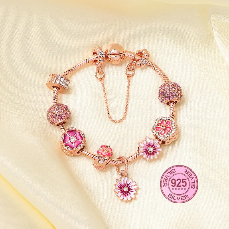 

pulseras pandora plata original 925 rose gold point diamond magnolia pendant bracelet pandora bracelet bracelet for women