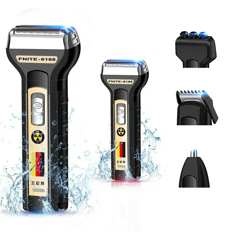 

Portable 4-in-1 Rechargeable Electric Beard Shaver Hair Clipper Nose Hair Trimmer Cordles Massage Razors Men Waterproof