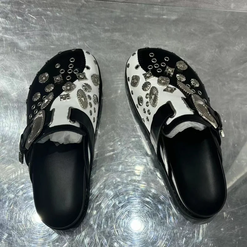 Сандалии из натуральной кожи для мужчин и женщин дышащие шлепанцы круглый носок