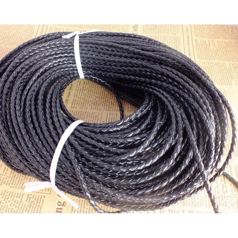 

(Black)50meters/bag 3mm braid leather cord fitting DIY bracelets and necklaces wholesale price W-3967