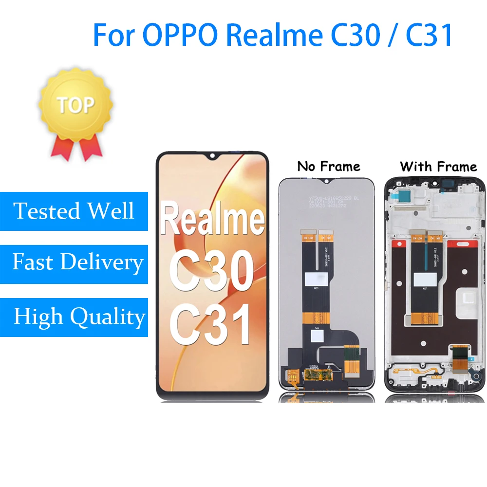 

6.5" Original For OPPO Realme C30 LCD Display Screen RMX3581 LCD Touch Panel Digitizer For Realme C31 LCD Frame RMX3501 Display