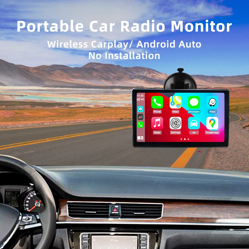 

Автомобильный монитор, портативная беспроводная навигация CarPlay для всех автомобилей, экран 7 дюймов, универсальный сенсорный дисплей, ...