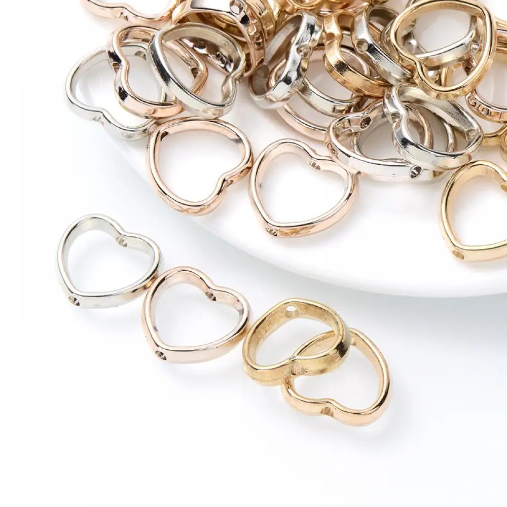 

50Pcs Classic CCB Love Heart Shaped Acrylic Beads Rose Golden Loose Spacer Beads For Jewelry Making DIY Accessories Findings