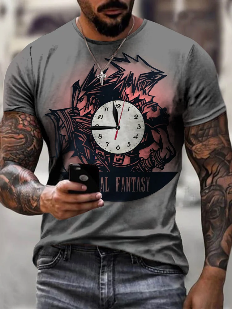 

New Fashion Summer Cartoon Clock 3D Printing Men's T-shirt O-neck Short-sleeved Street Harajuku Casual Top T-shirt Oversized 6XL