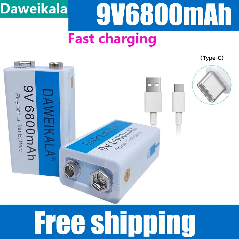 

2023 9V 6800mAh Li-ion Rechargeable Battery Micro USB Batteries 9 V Lithium for Multimeter Microphone Toy Remote Control KTV Use