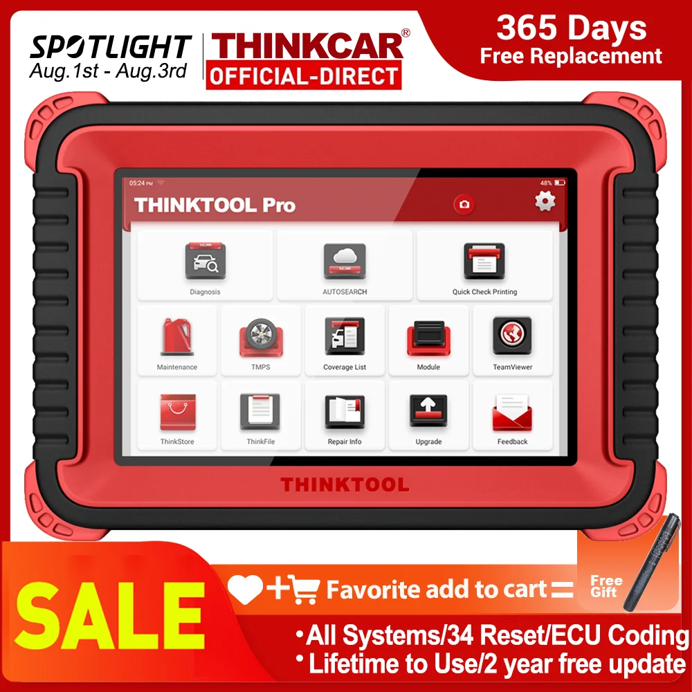 

THINKTOOL PRO Bi-Directional OBD2 Scanner Full Systems Diagnostic Scan Tool Key Matching/Variant Coding/AutoAuth for FCA SWG