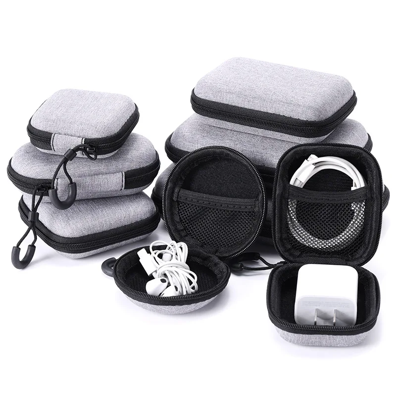 

Portable Data Cable Organizer Bag Small EVA Oval Earphone Storage Bags Hard Shell Waterproof Cases Charger U Disk Zipper Pouch