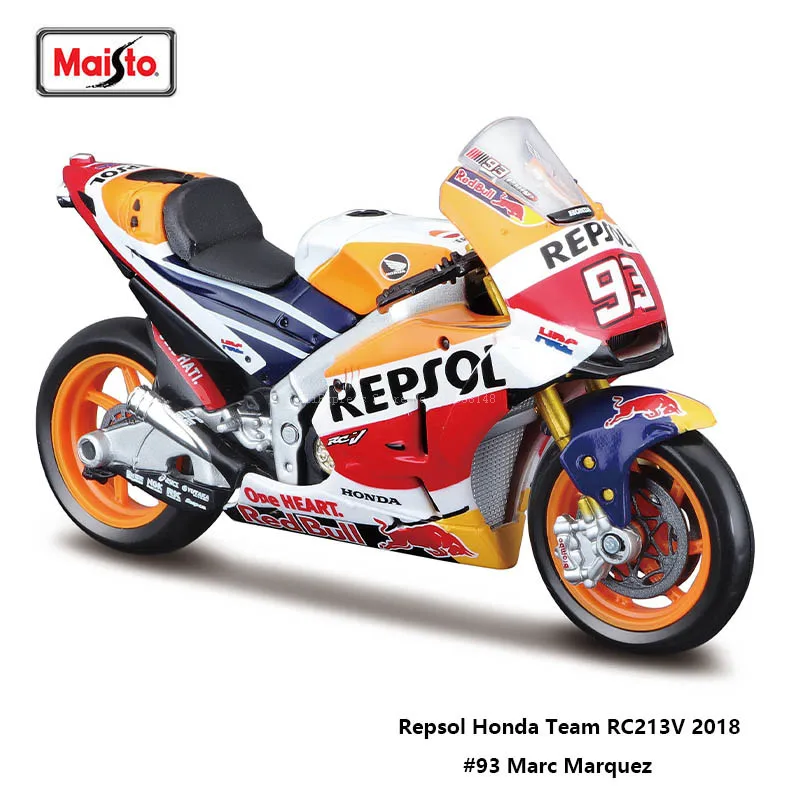 Гоночная литейная модель мотоцикла Maisto 1:18 Repsol Honda Team RC213V 2018 #93 Марк маркер Moto GP