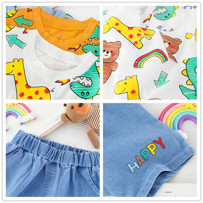 Детский летний спортивный костюм футболка и джинсовые шорты |