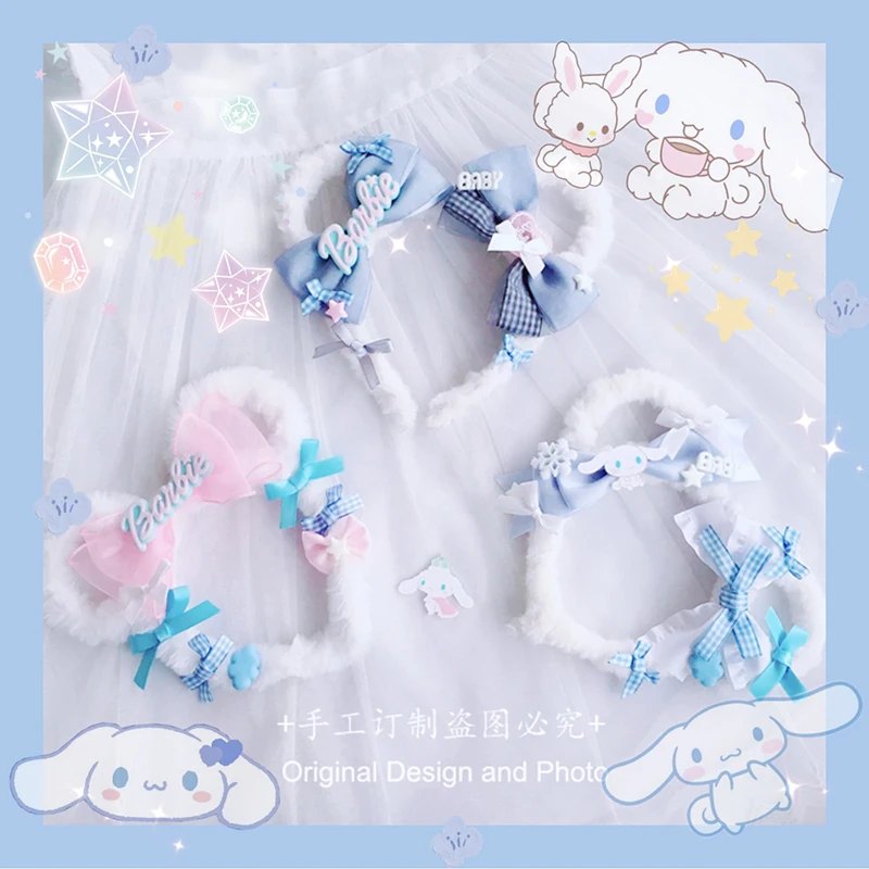 

Cute Cartoon Kawaii Cinnamorol Plush Lolita Blue Sweet Side Clip Hair Hoop Lolita Head Birthday Gifts for Adults and Children