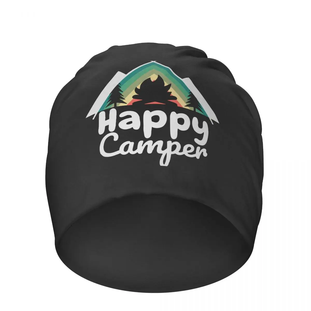 

Happy Camper Beanies Pullover Caps Adult Comfortable Kintting Hat Camp Skullies Beanies Warm Hedging Caps Winter Ski Hats