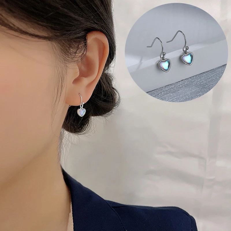 

Earrings Silver Women Girl Blue Heart Jewellery Gift NEW 2022 Stone Ear Stud
