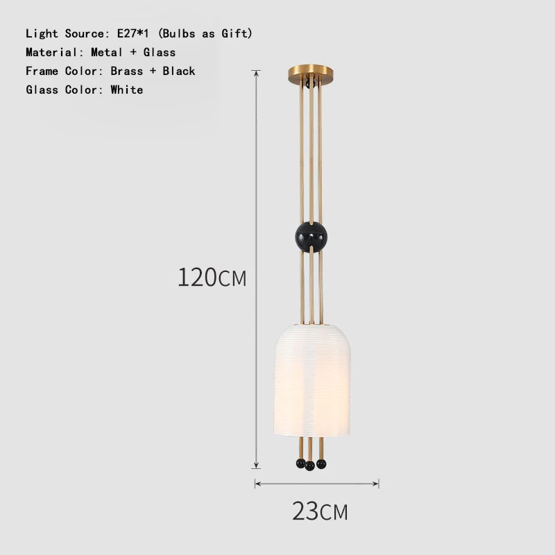 

Высокопрозрачный стеклянный абажур в белую полоску, постмодернистские подвесные светильники, японский ретро, небольшой ресторан, потолочная люстра