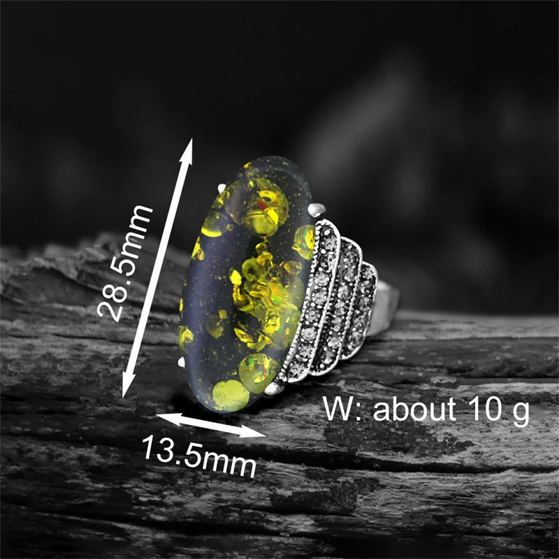 Винтажные кольца в форме глаза с имитацией зеленого янтаря для женщин античное