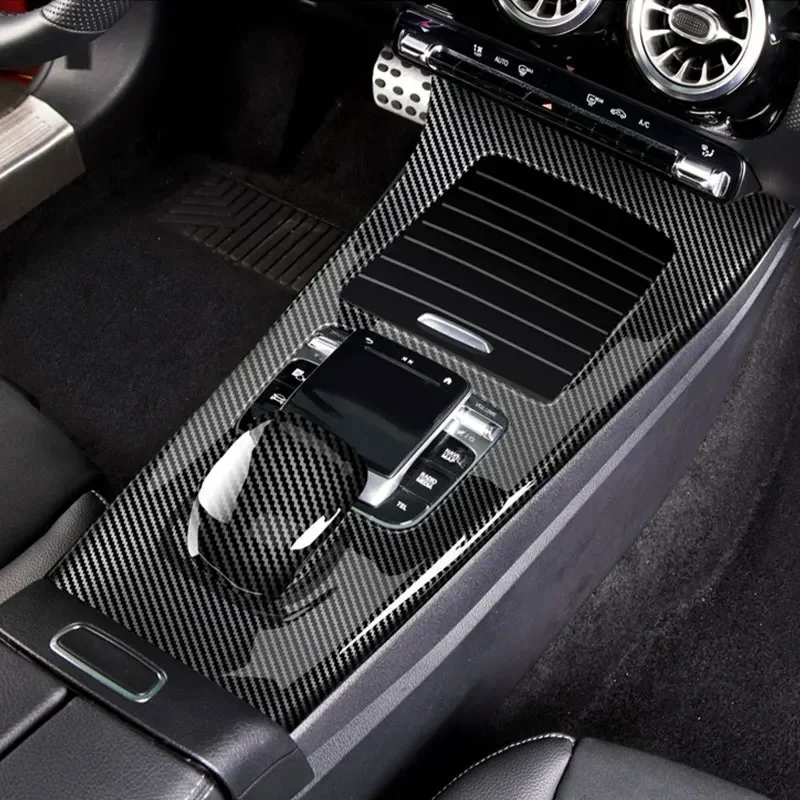 Фото Горячие внутренние наклейки для Mercedes Benz A W177 A180 A200 ClA C118 2020+ углеродное волокно, центральная панель управления, крышка рамки №3