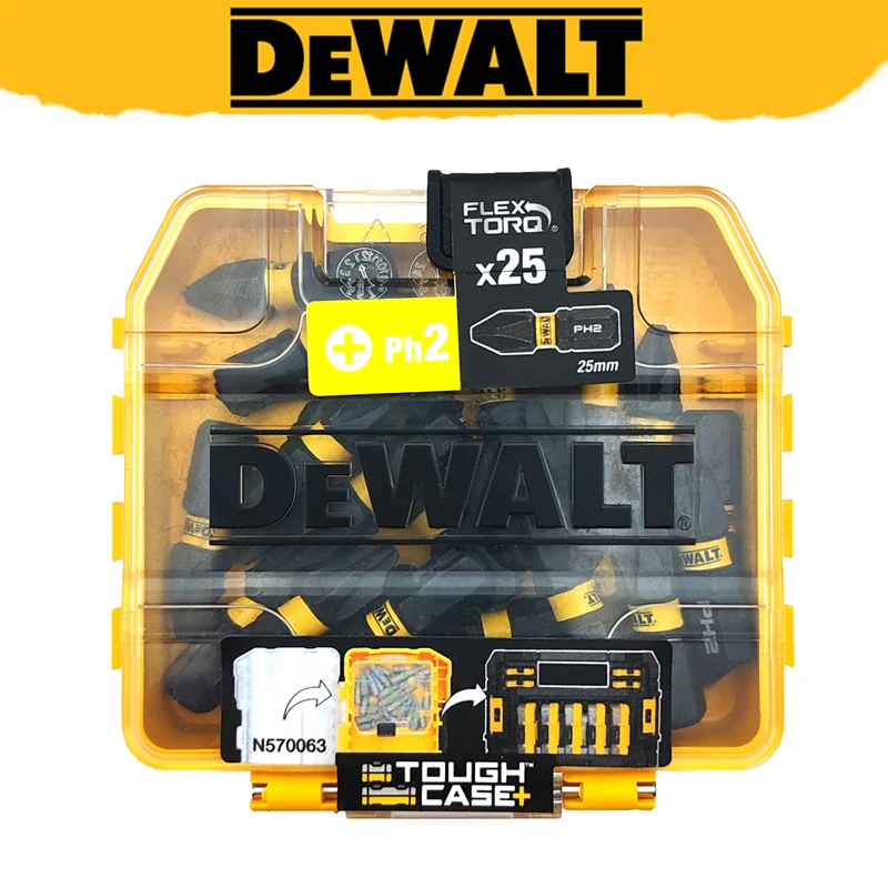 

DEWALT DT70555T ударная отвертка с магнитным приводом 25 шт. PH2 ситри биты с коробкой для хранения 25 мм крепежные детали аксессуары для инструментов